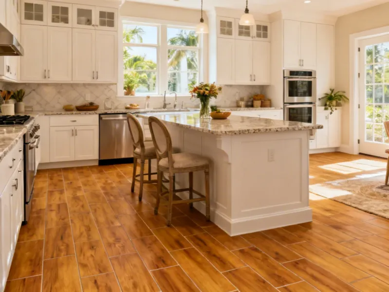 Residential kitchen tile flooring